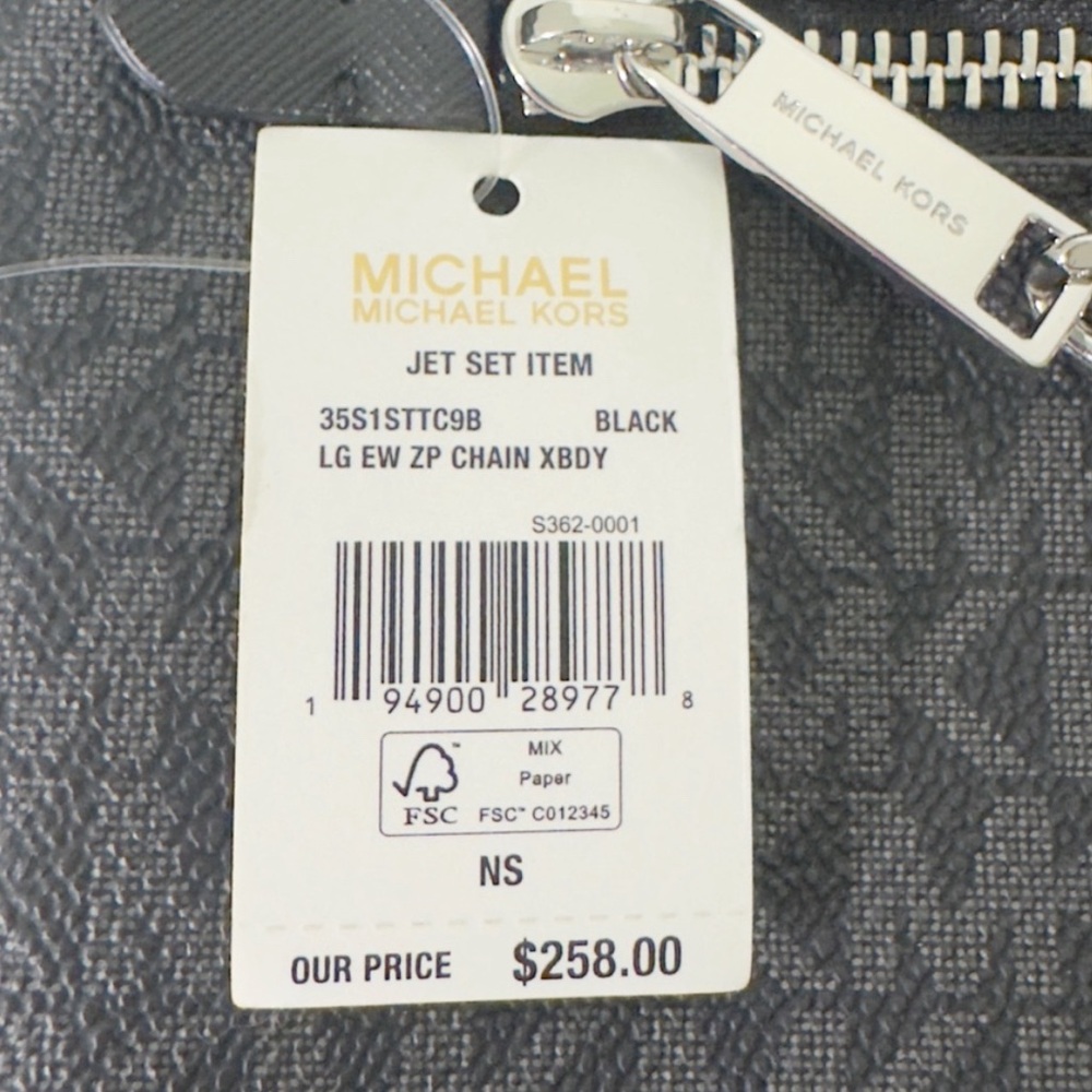 Michael Kors✨NWT✨Jet Set Large Crossbody Black MK Logo Everyday Travel Bag - Picture 9 of 11